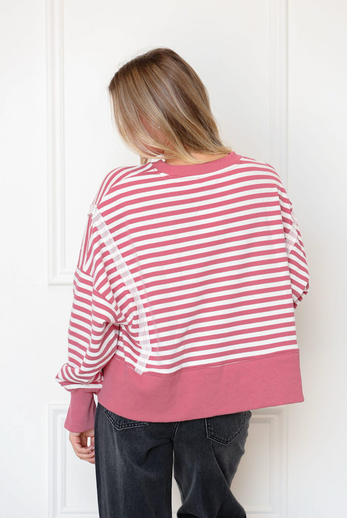 Mauve Stripe Crewneck