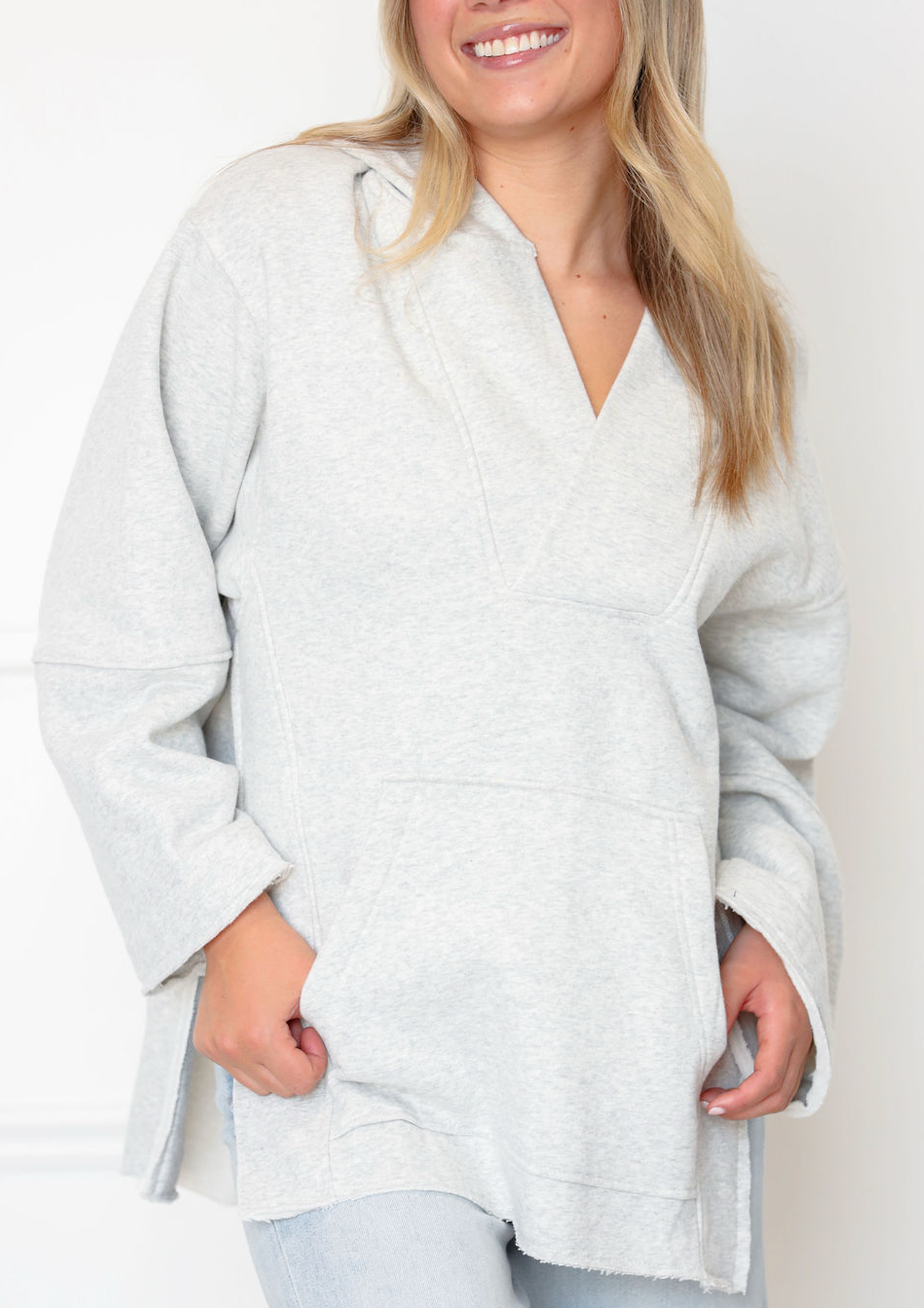 Side Slits Cozy Terry Pullover