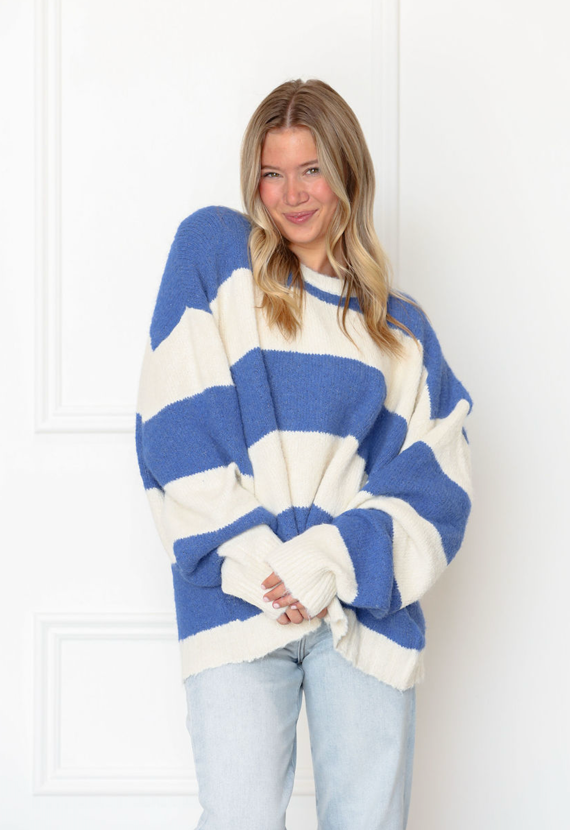 Thick Stripe Sweater Blue/Ivory