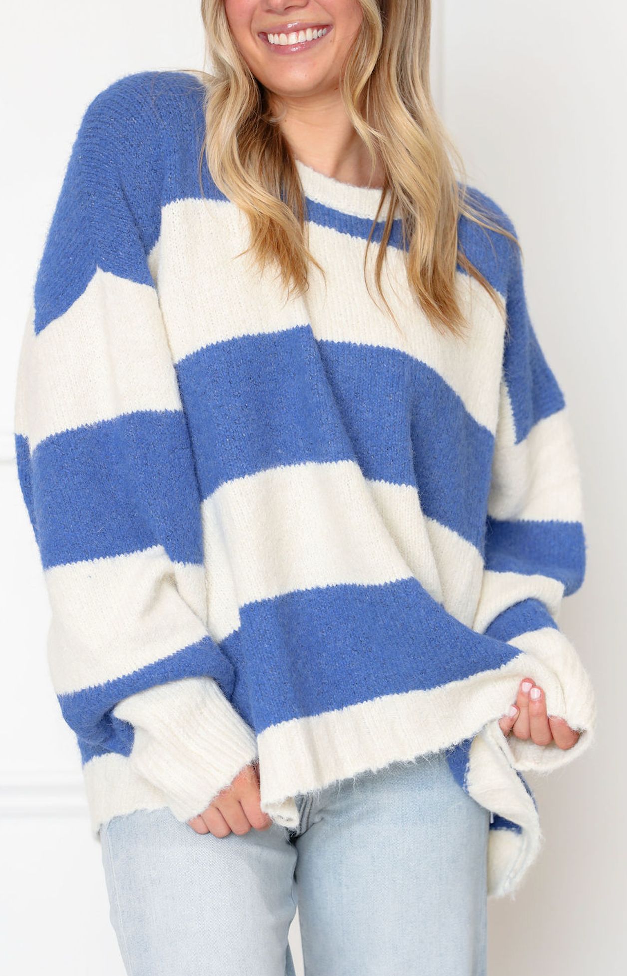 Thick Stripe Sweater Blue/Ivory