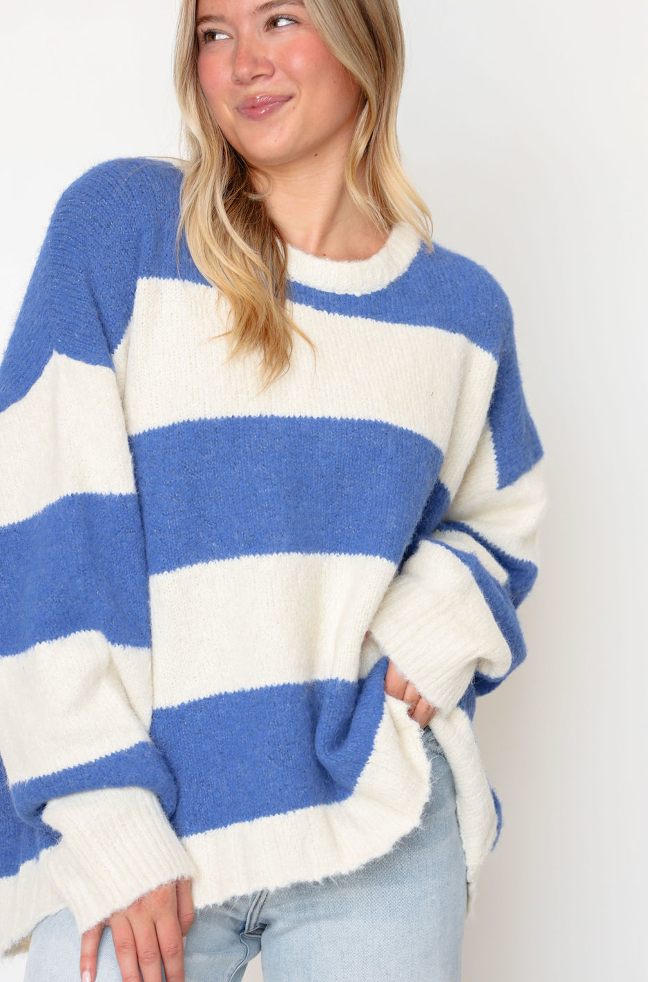 Thick Stripe Sweater Blue/Ivory