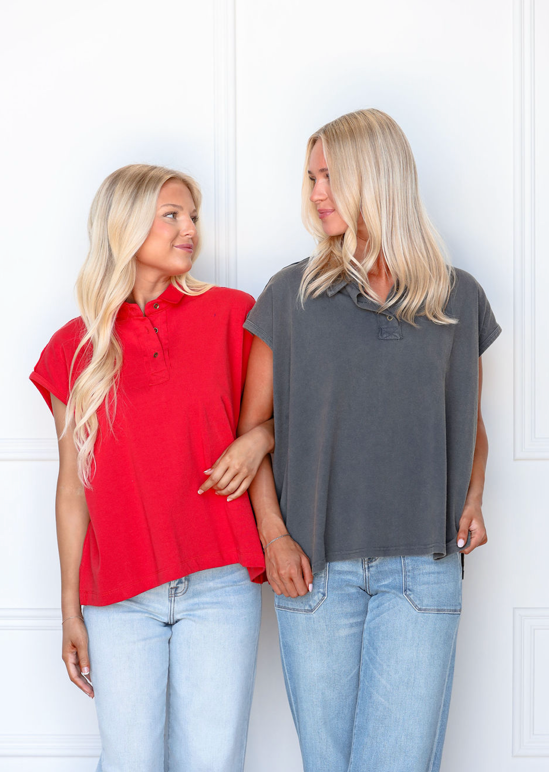 Charcoal Boxy Polo Top
