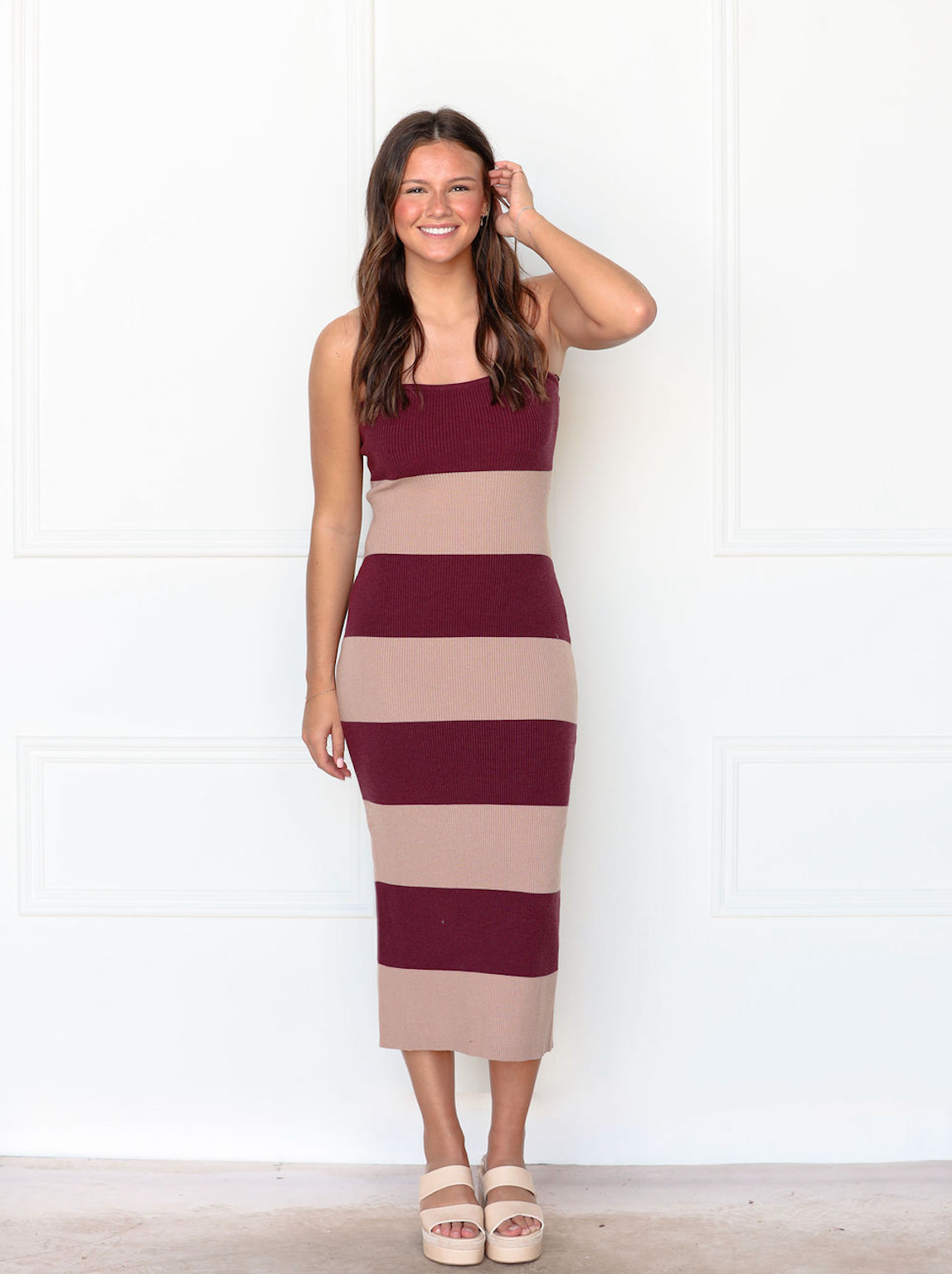 Strapless Color Block Knit Dress