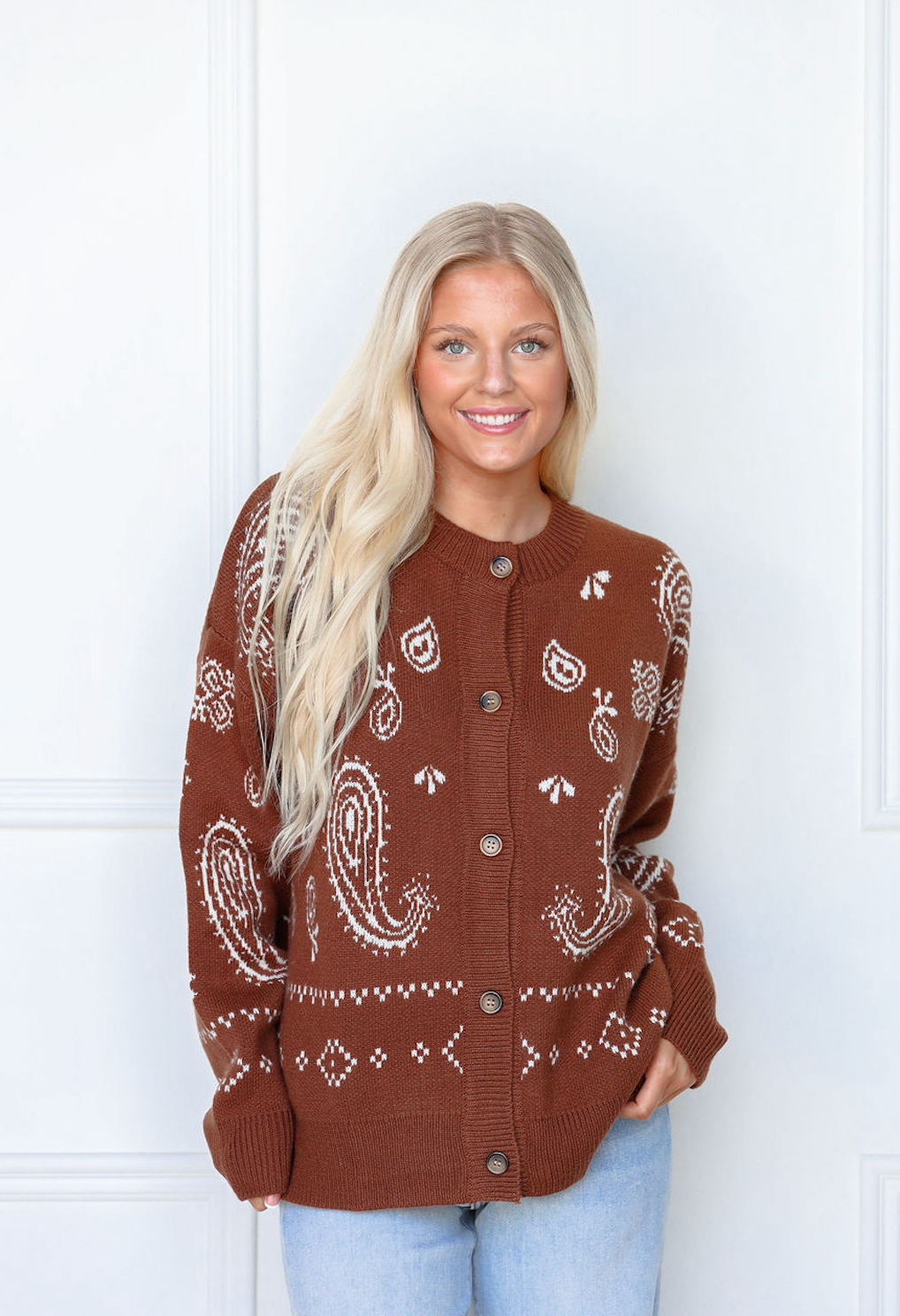 Brown/White Paisley Cardigan