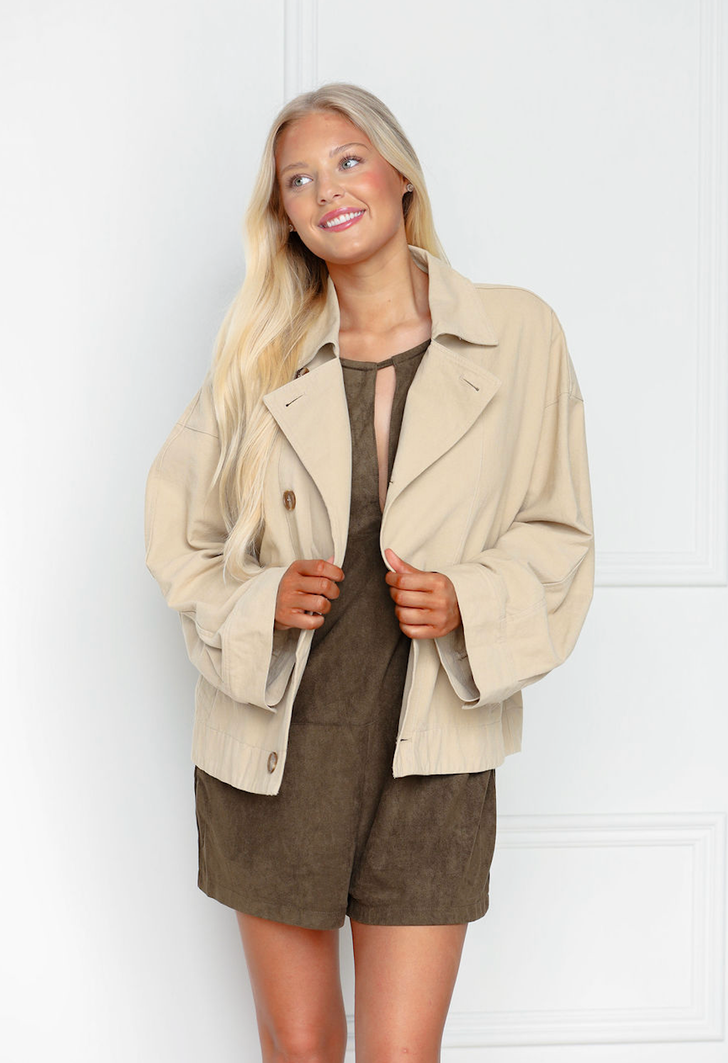 Asymmetric Button Closure Jacket