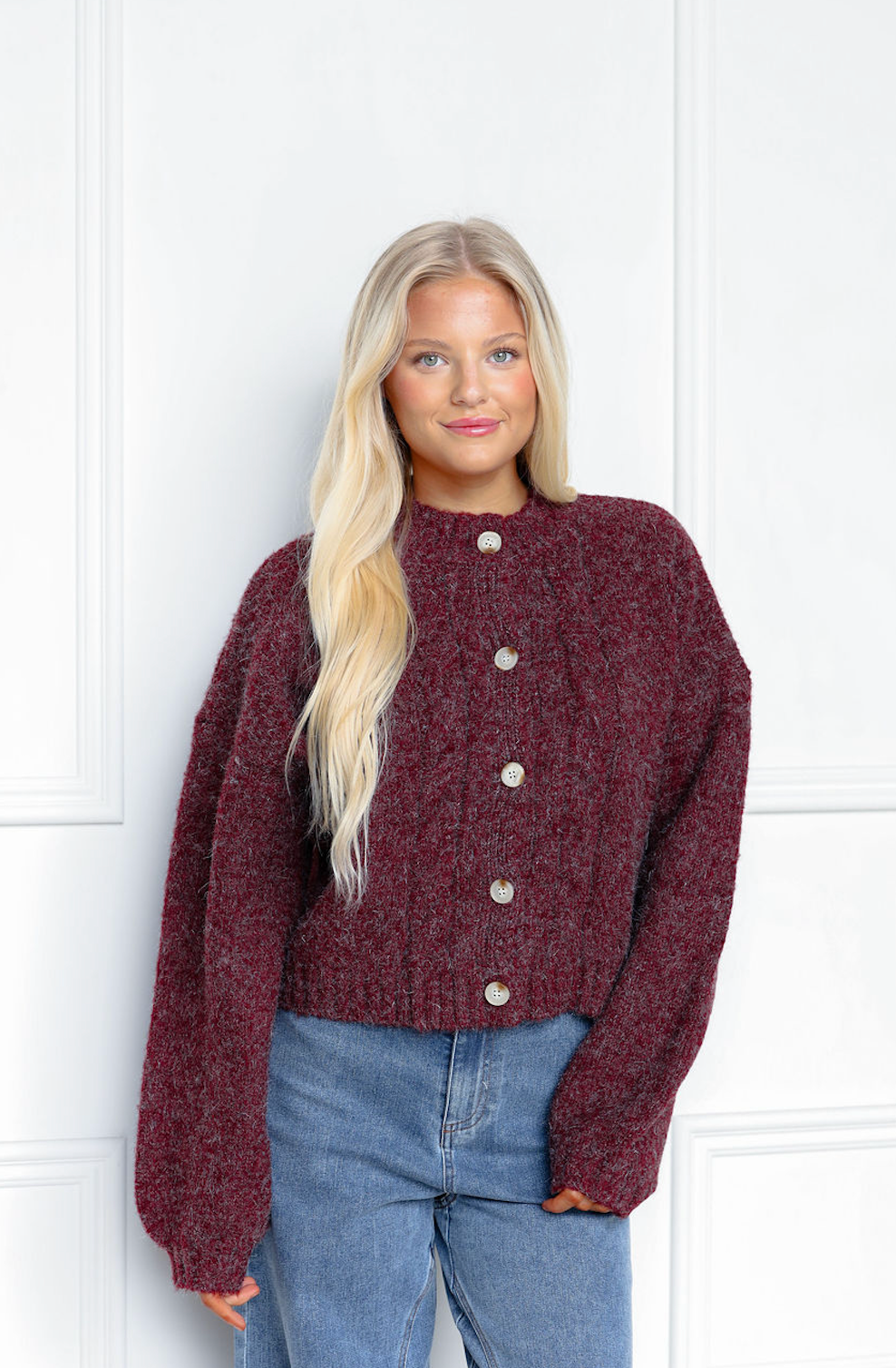 Sienna Cableknit Cardigan Berry