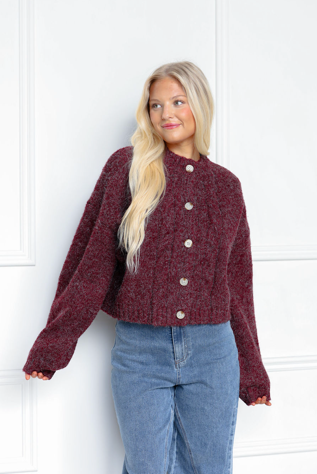 Sienna Cableknit Cardigan Berry