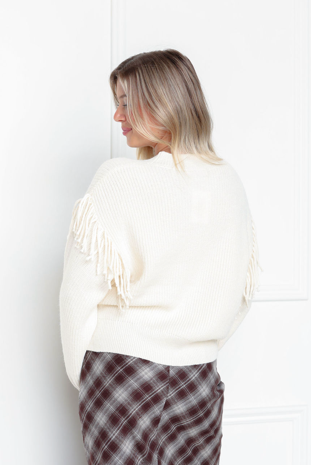 Taupe Fringe Sleeve Sweater