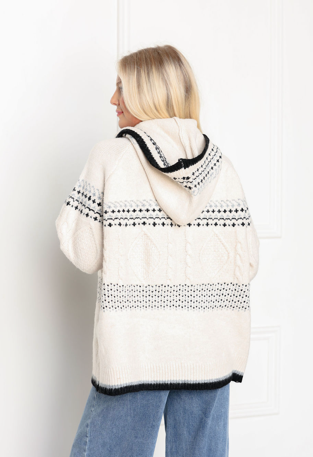 Fair Isle Hooded Knit Sweater