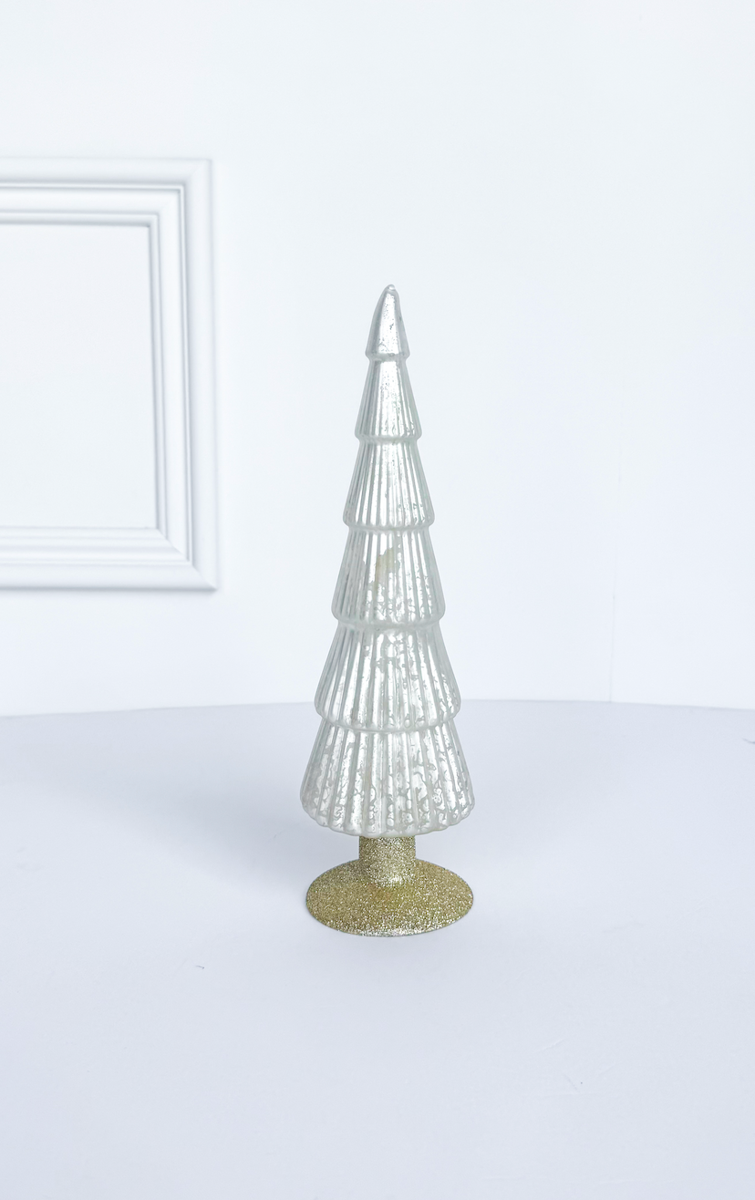 Fluted Mercury Glass Tree White