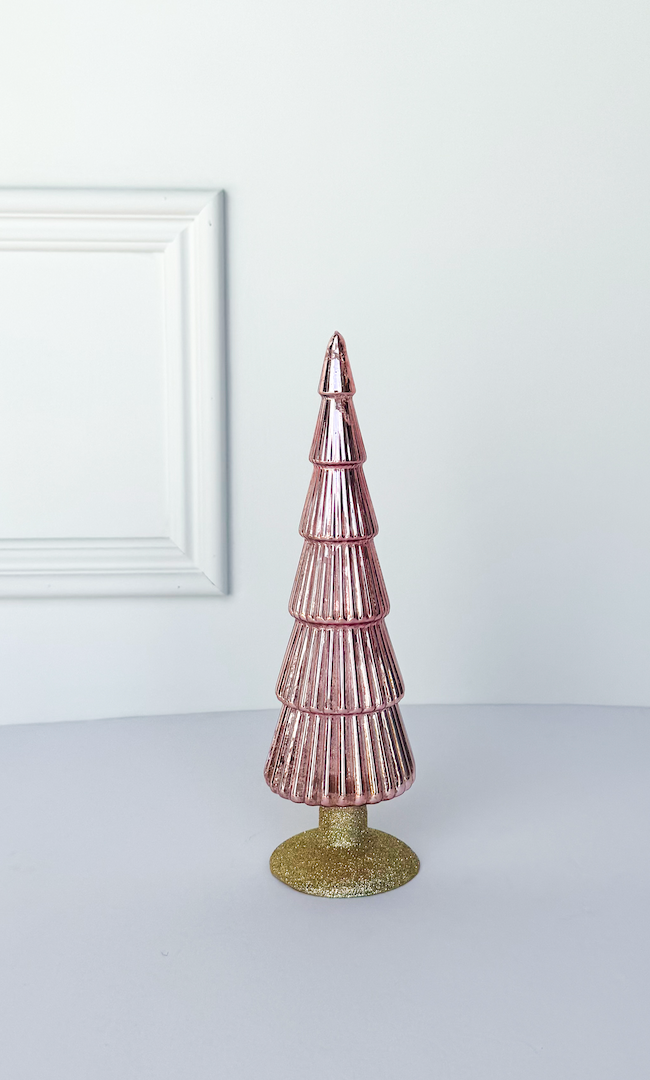 Fluted Mercury Glass Tree Pink