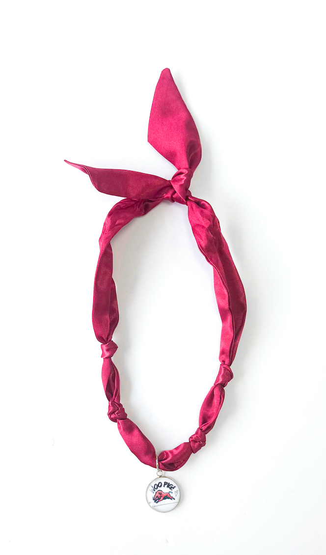 Woo Pig Charm Scarf Necklace