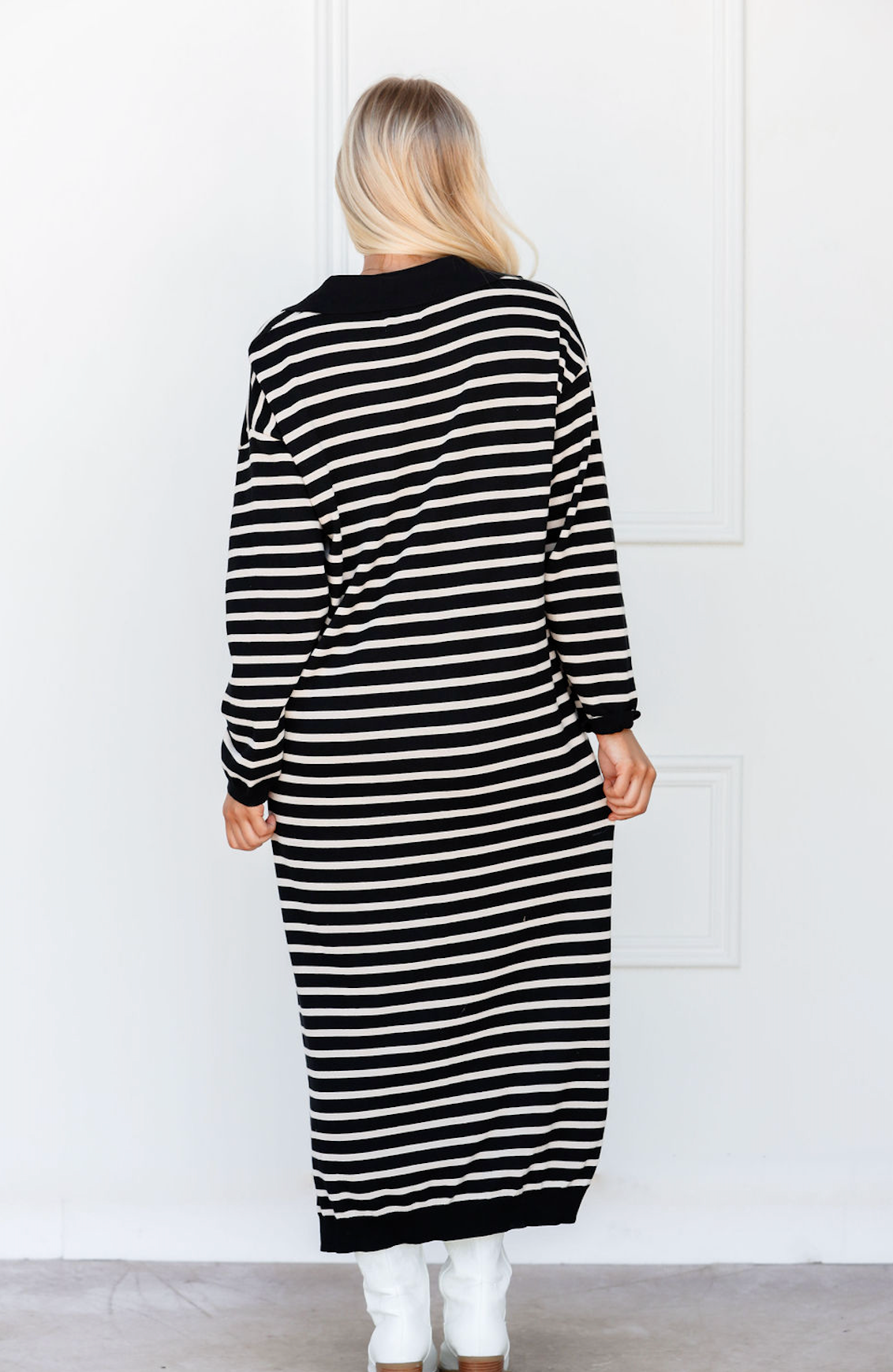 Collared Stripe Sweater Dress