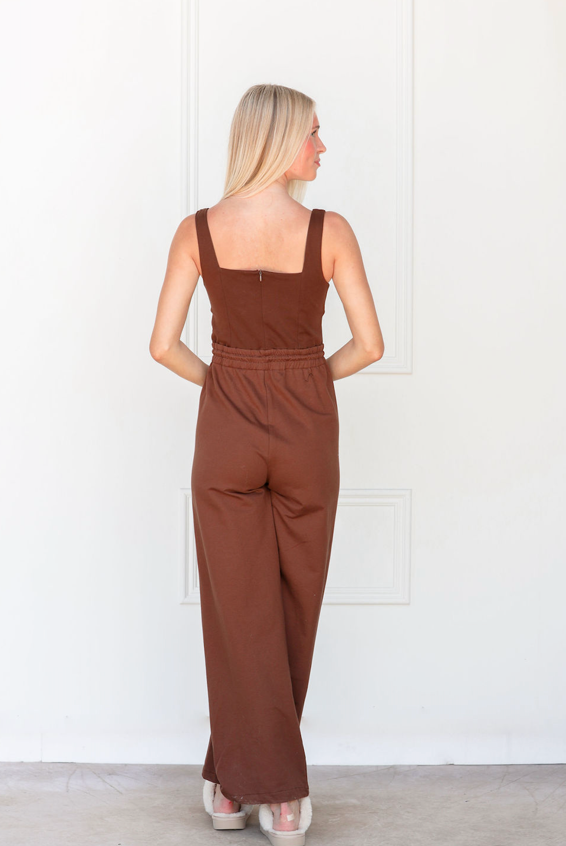Espresso Jumpsuit w/ Drawstring Hem