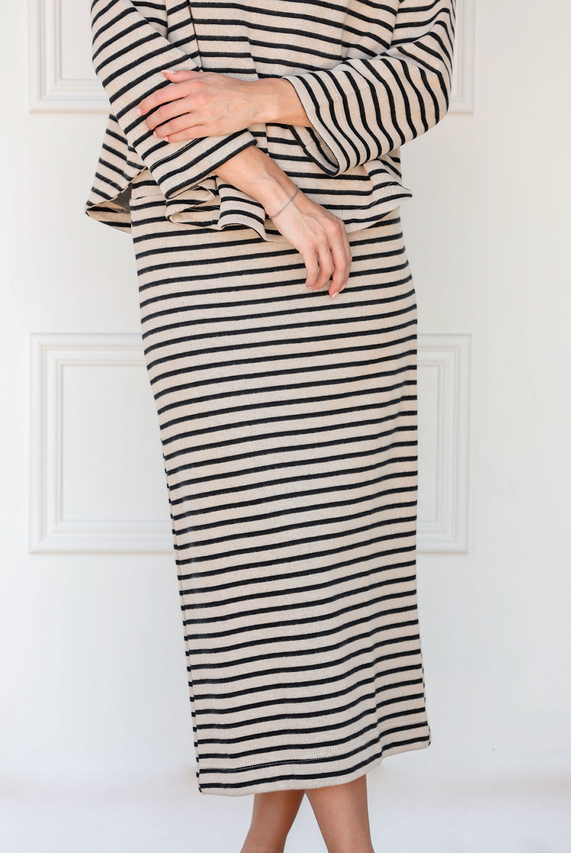 Striped Turtleneck & Skirt Set of 2