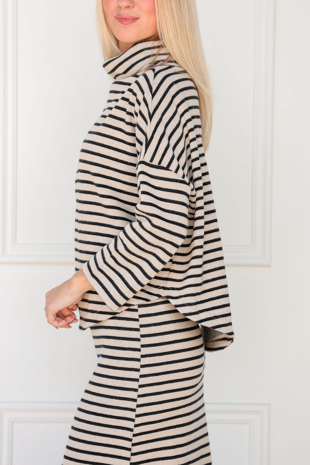 Striped Turtleneck & Skirt Set of 2