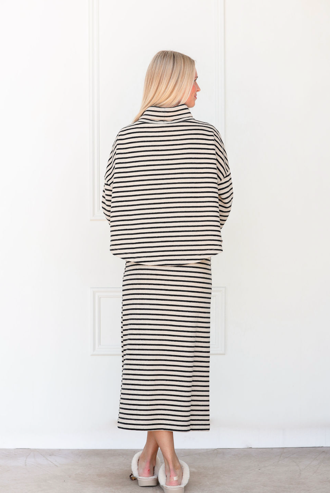 Striped Turtleneck & Skirt Set of 2