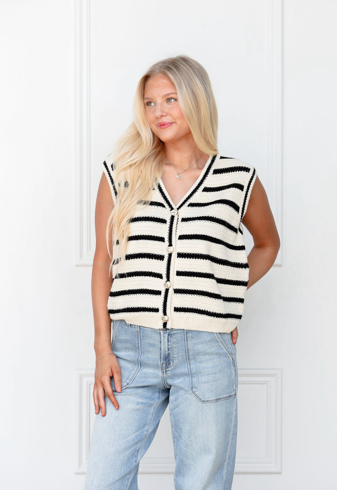 Black Stripe Sweater Vest