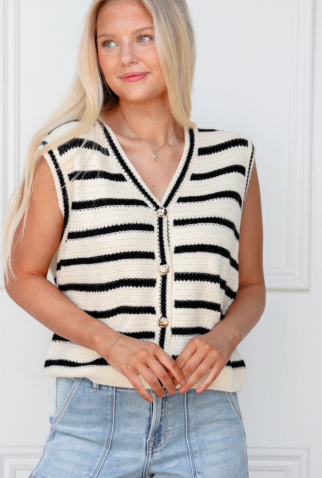 Black Stripe Sweater Vest