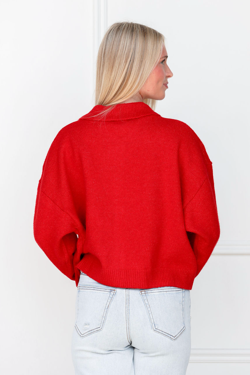 Red Collared Sweater Cardi