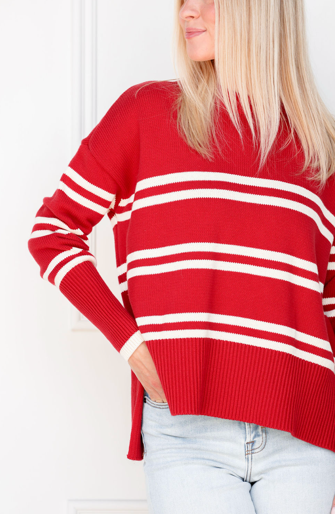 Double Stripes Sweater Red
