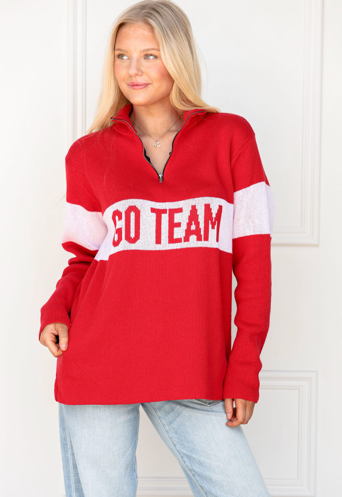 Go Team Quarter Zip Sweater