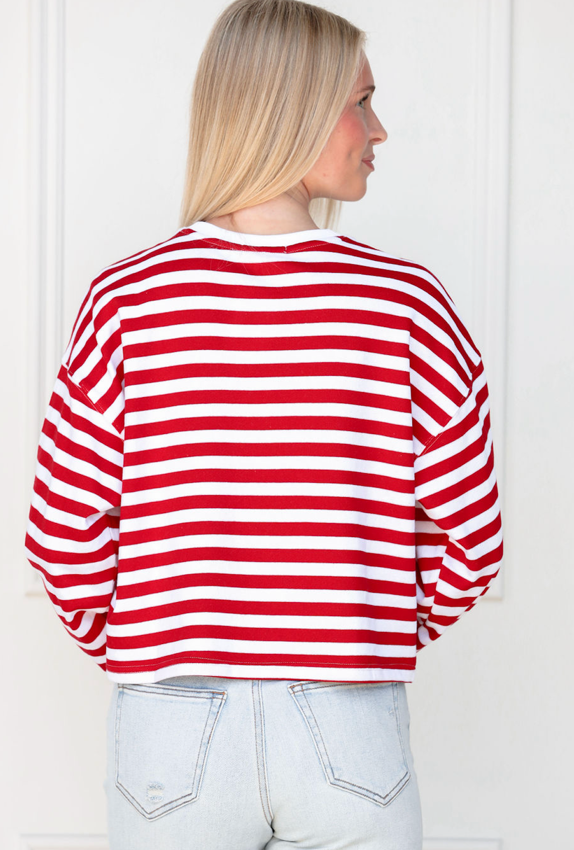 Red/White Striped Crewneck Top