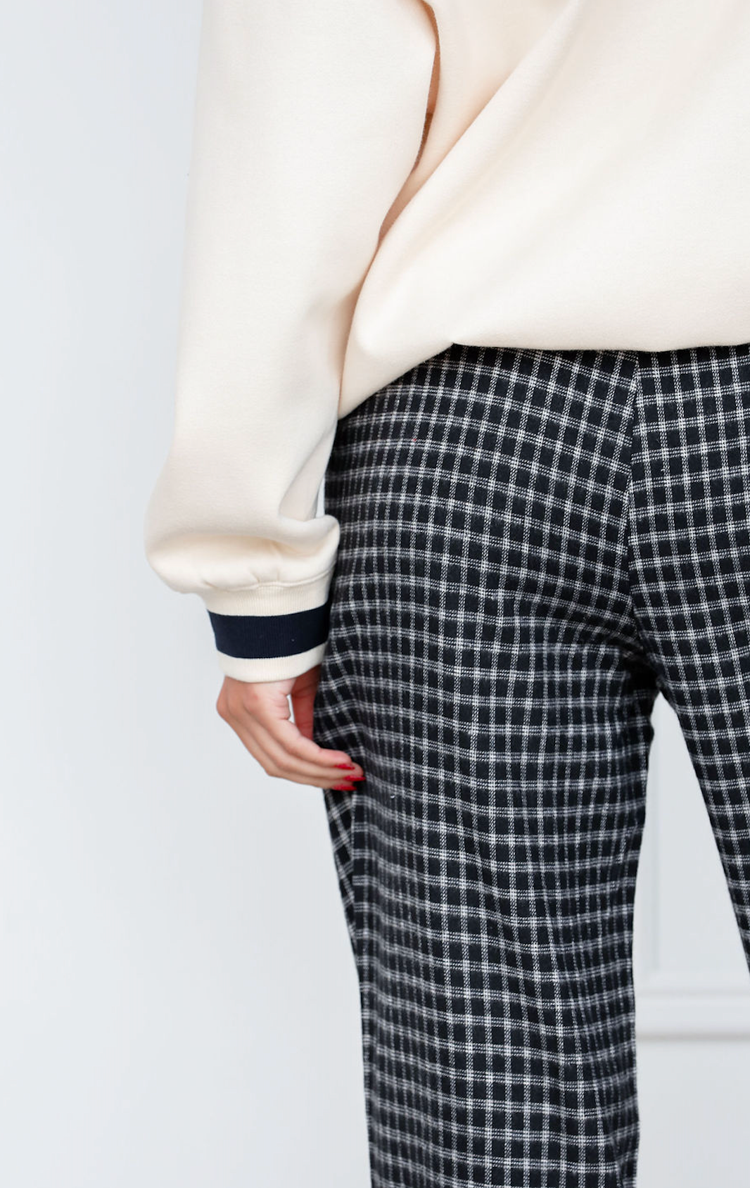 Black Plaid Drawstring Pants