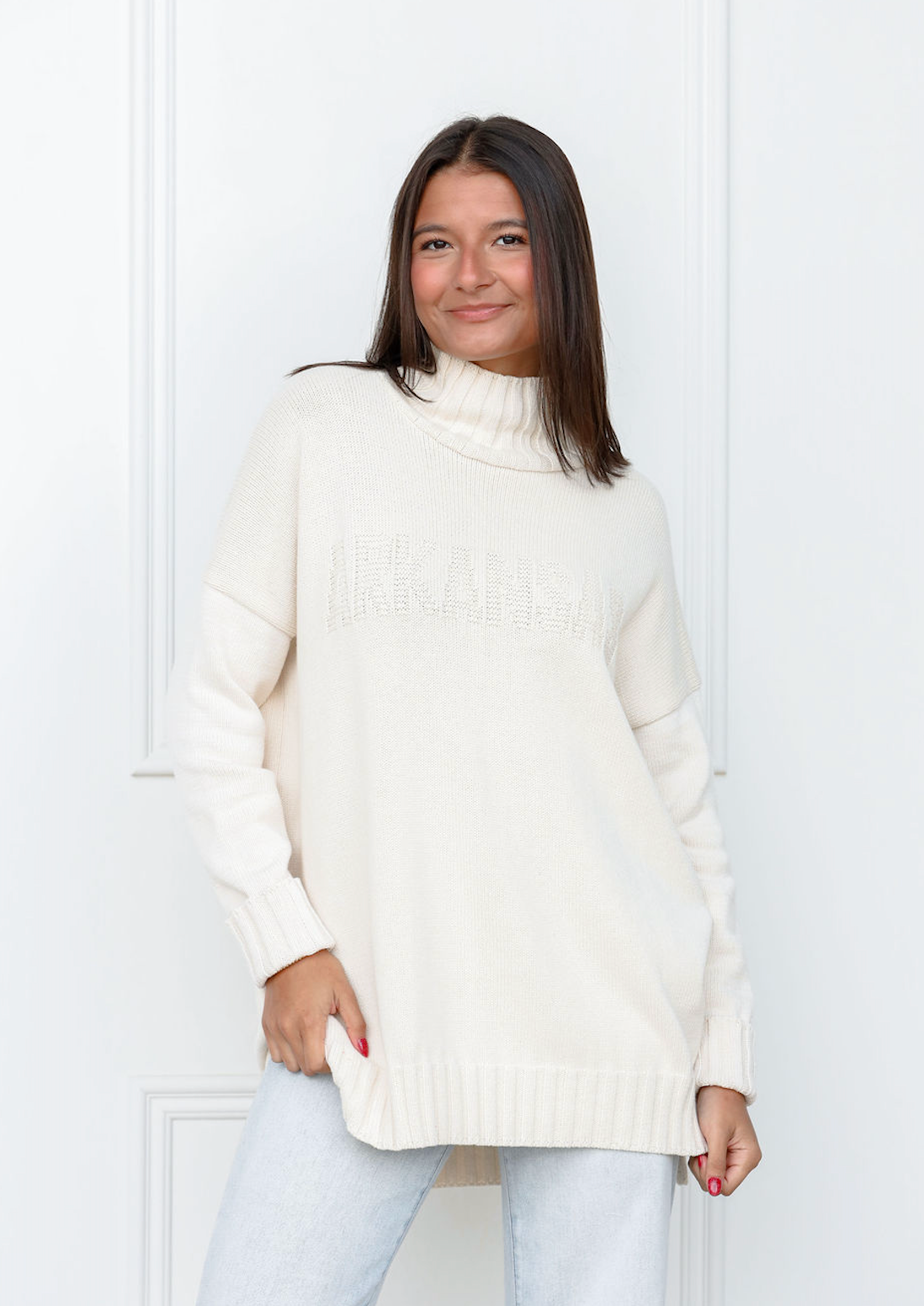 Arkansas Embossed Turtleneck Sweater