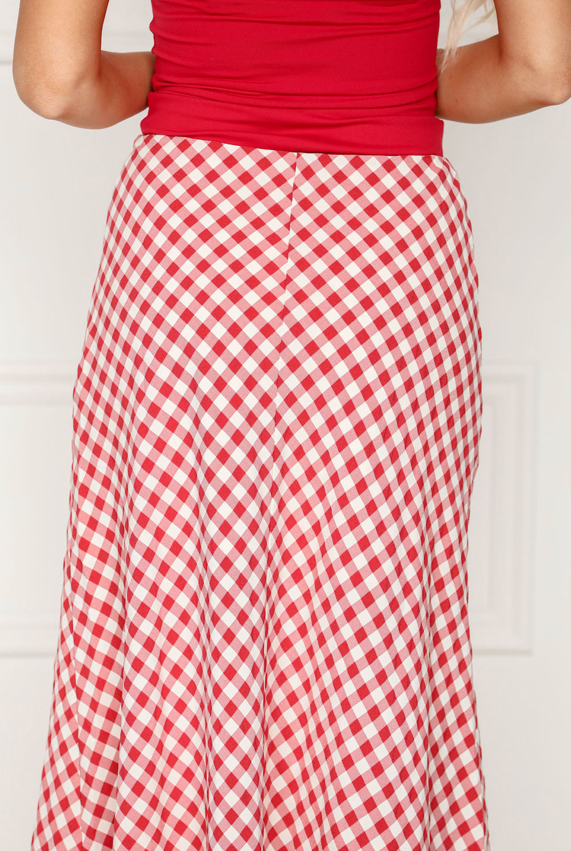 Red Gingham Maxi Skirt