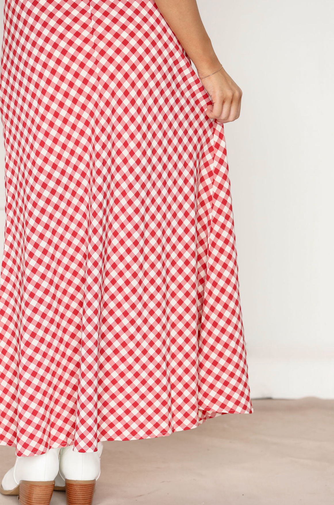 Red Gingham Maxi Skirt