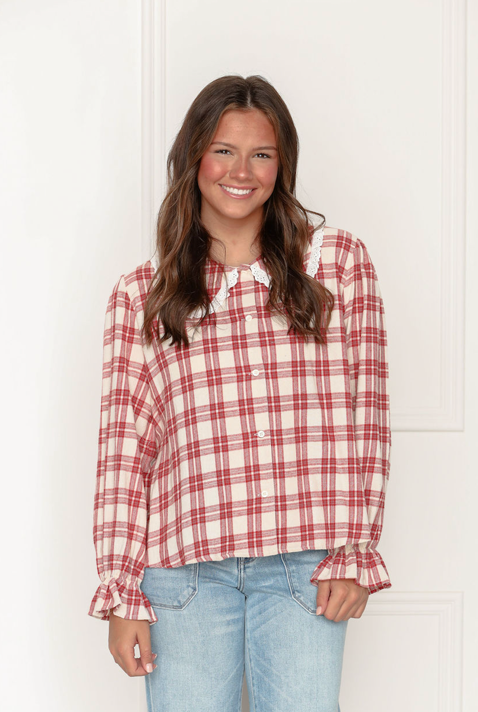Plaid Peter Pan Collar Shirt