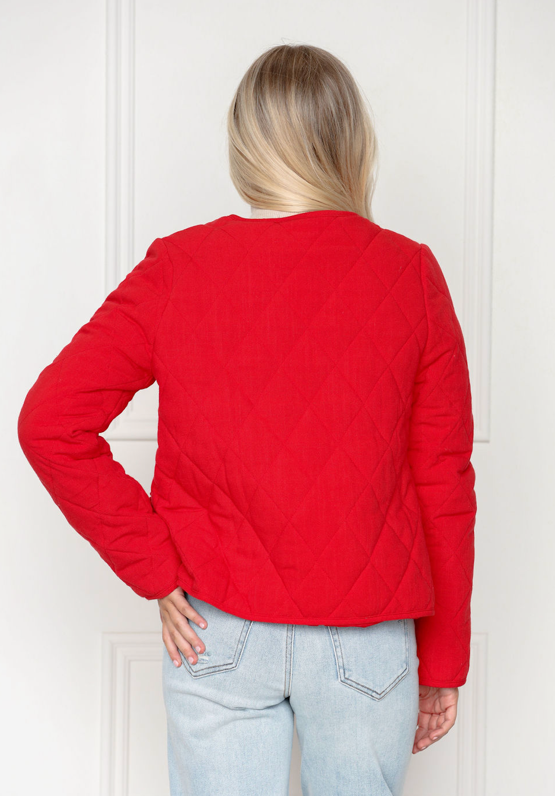 Red Tie Quilted Jacket