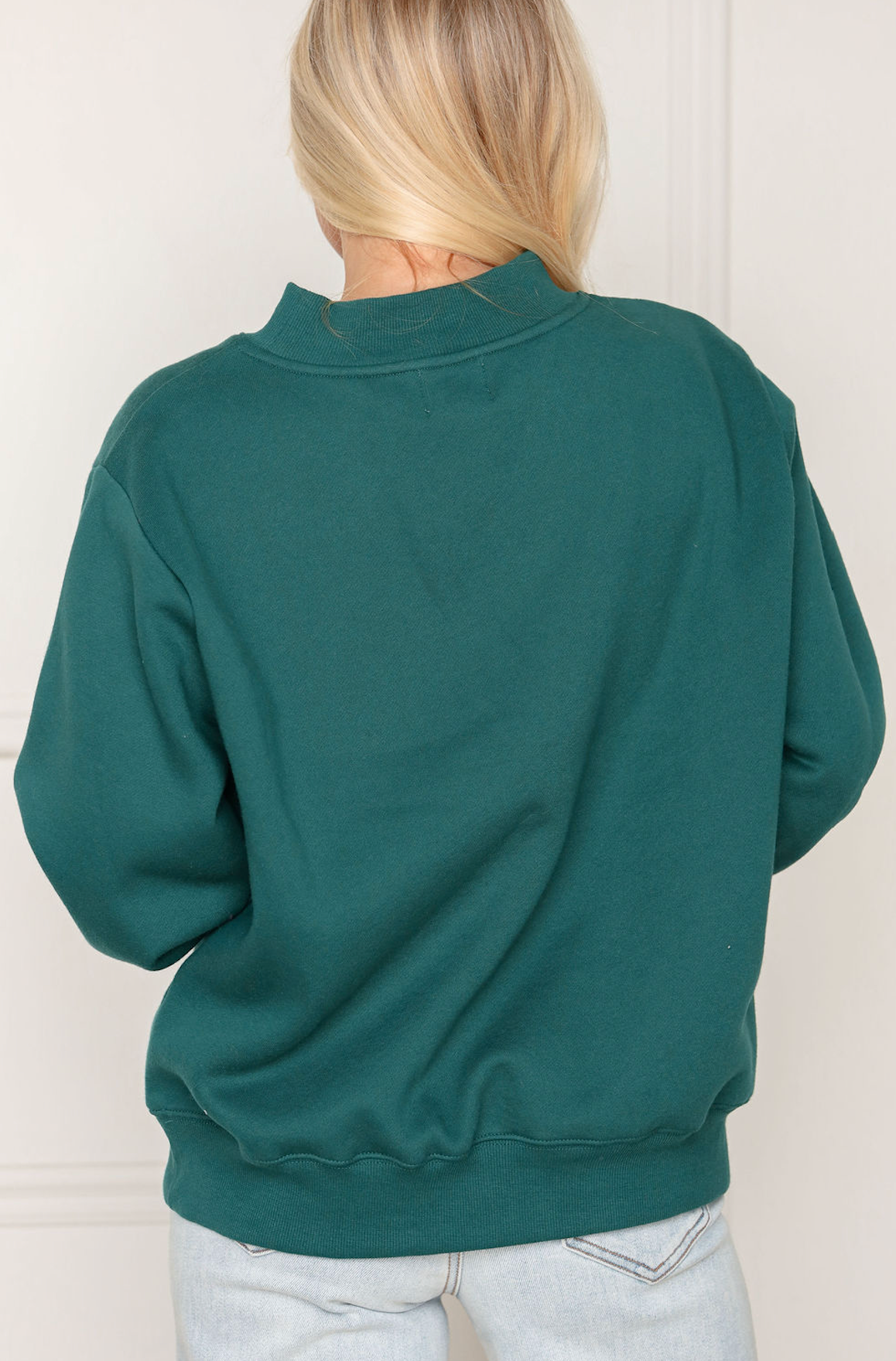 Fleece Mock Neck Sweatshirt Green