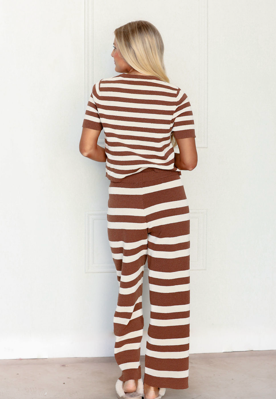 Cozy Brown Stripe Sweater & Pants Set of 2