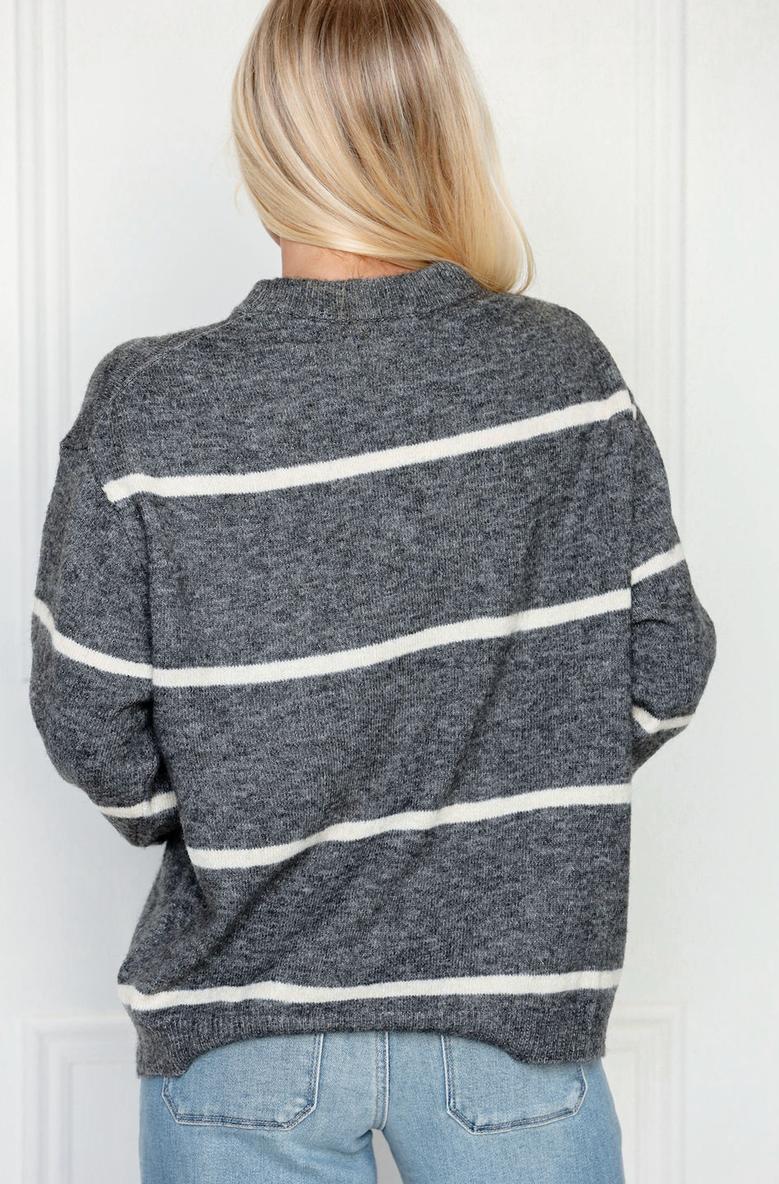 Classic Stripe Sweater Charcoal/White