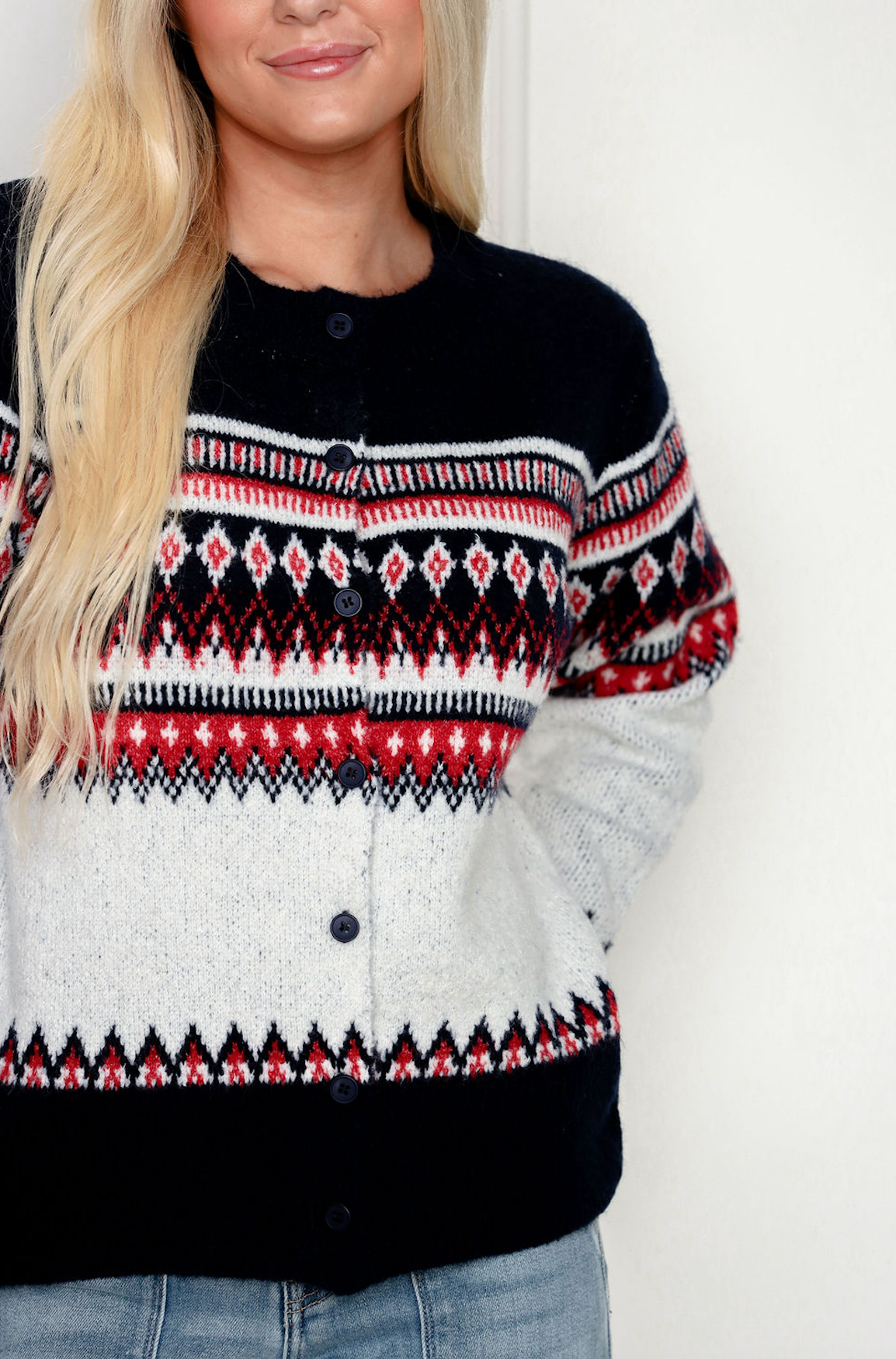 Navy Nordic Pattern Cardigan