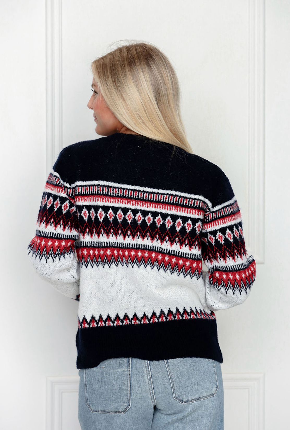 Navy Nordic Pattern Cardigan