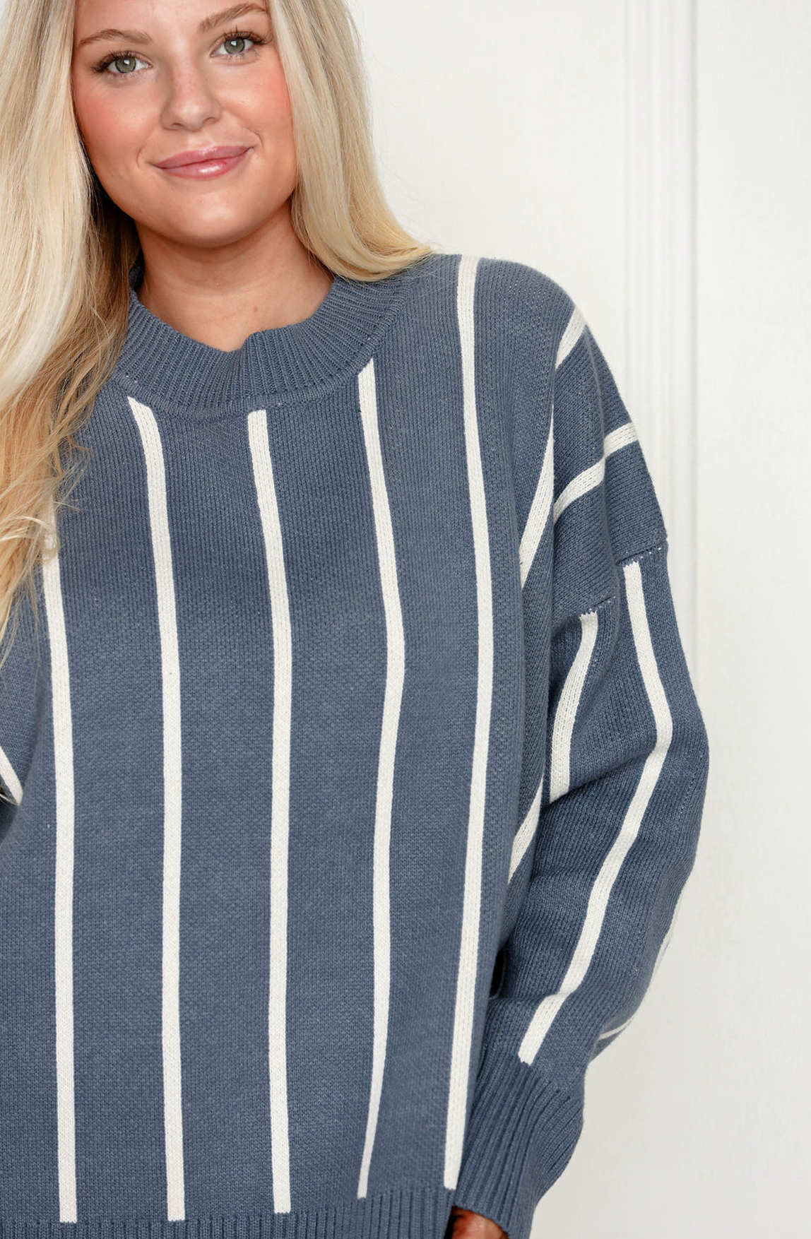 Blue Striped Pullover Sweater
