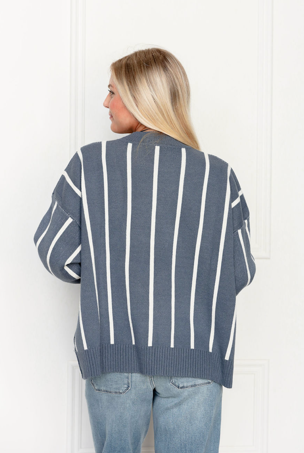 Blue Striped Pullover Sweater