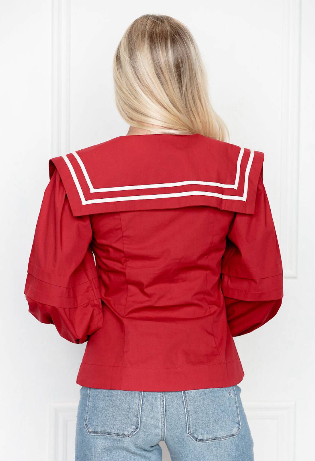 Red Nautical Collar Blouse