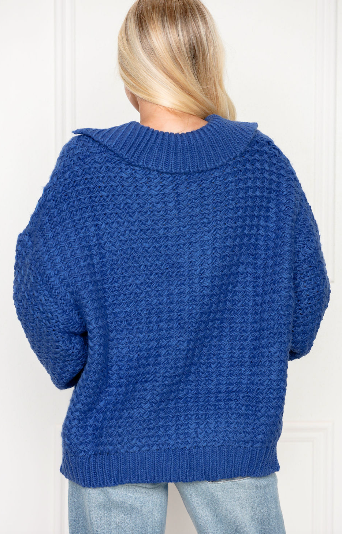 Boxy Collared Sweater Cobalt
