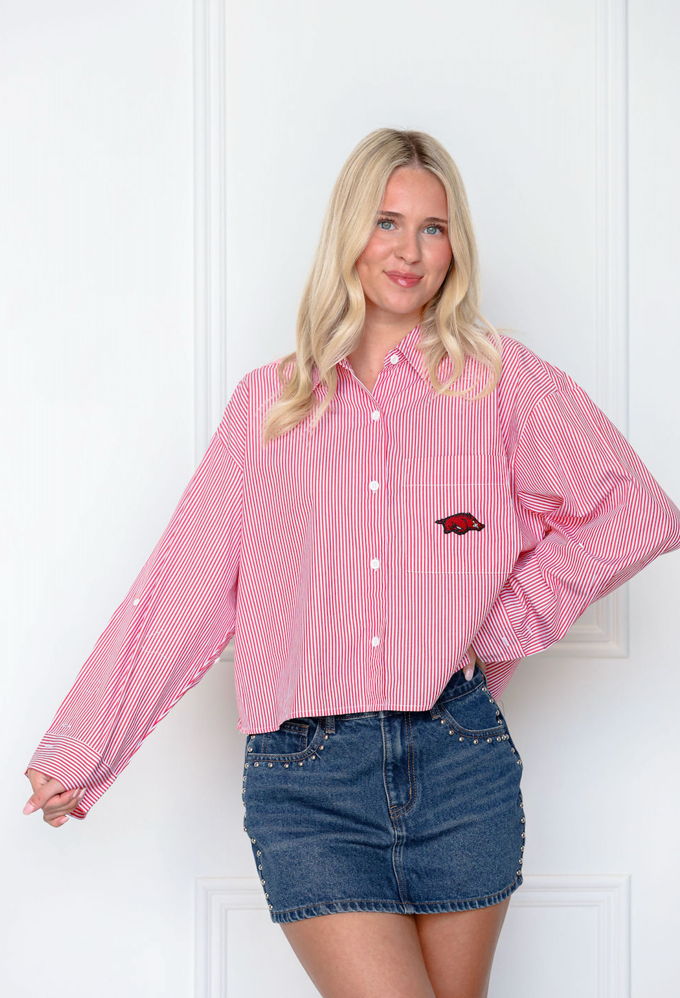 Red/White Stripe Razorback Shirt