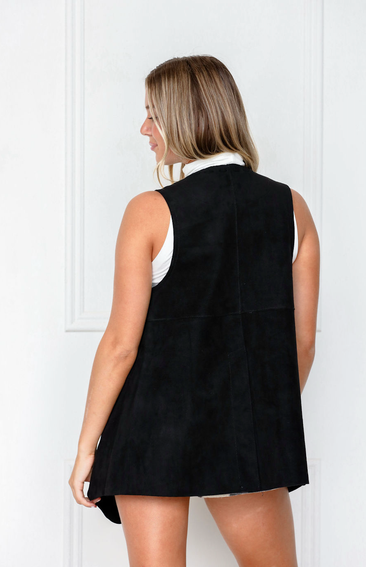 Black Suede Oversized Vest