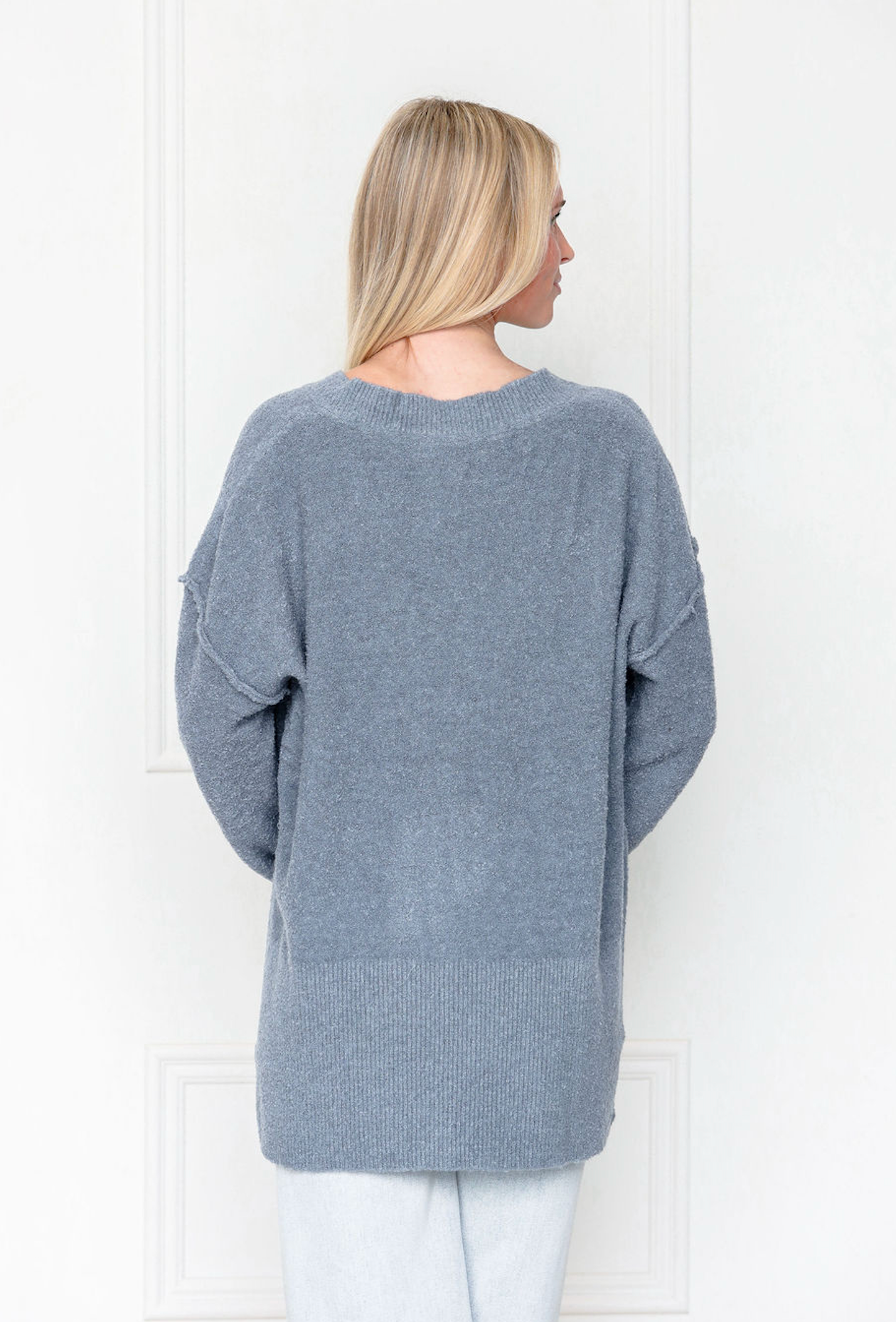 Oversized V-neck Sweater Denim