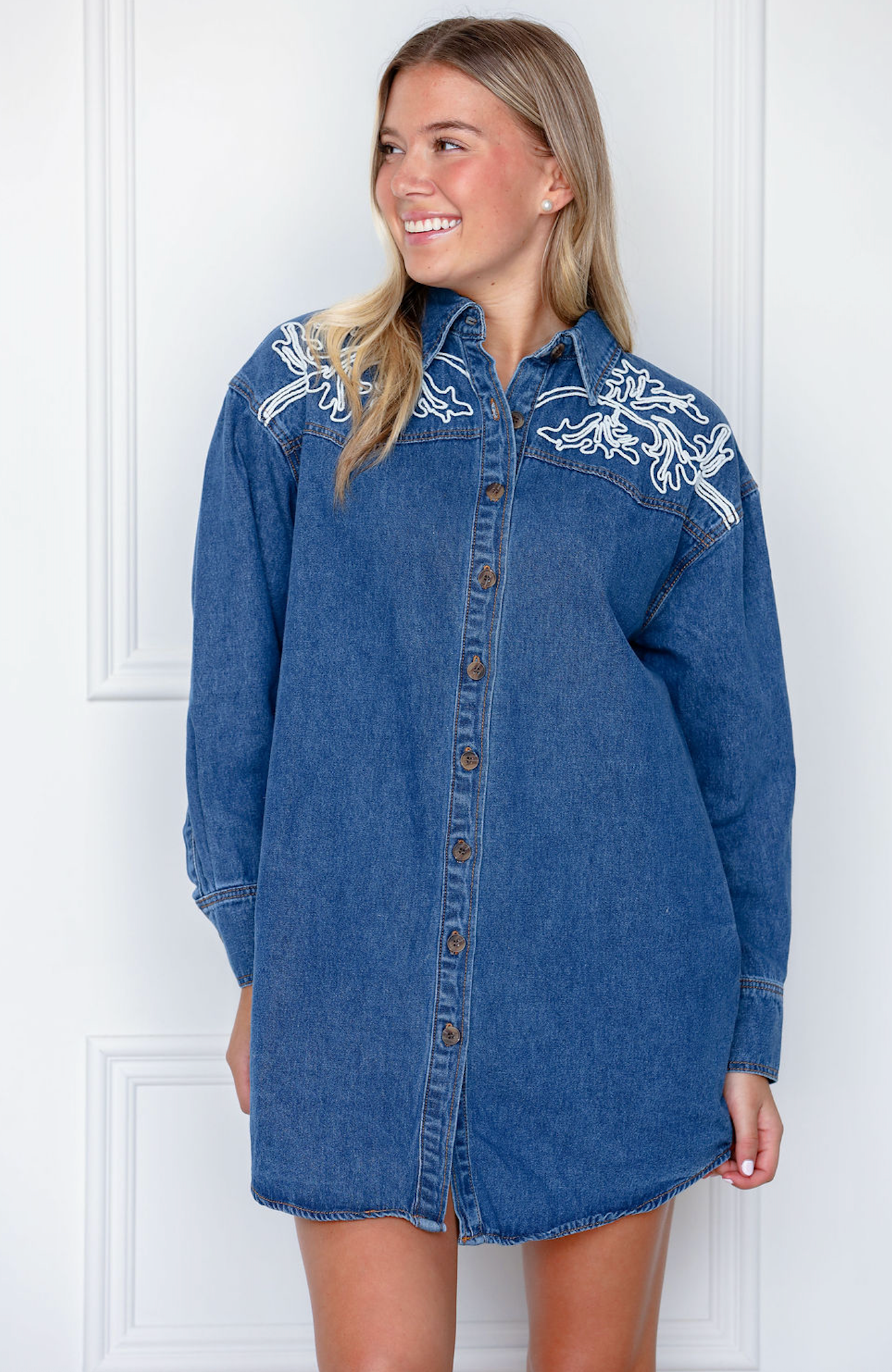 Embroidered Western Shirt Dress