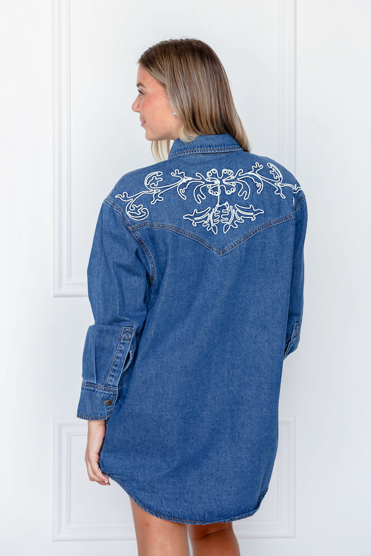 Embroidered Western Shirt Dress