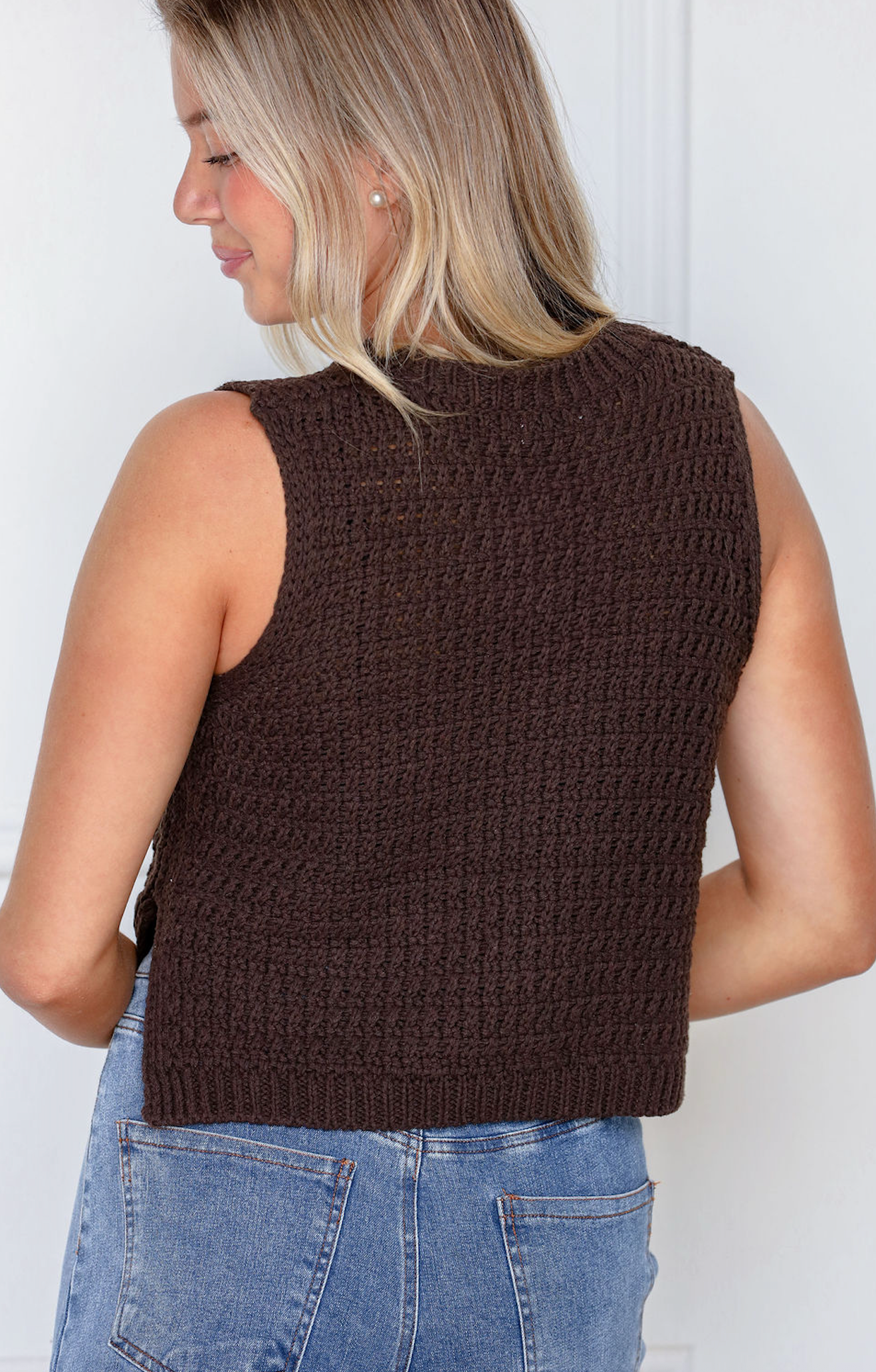 Knit Sleeveless Top Brown