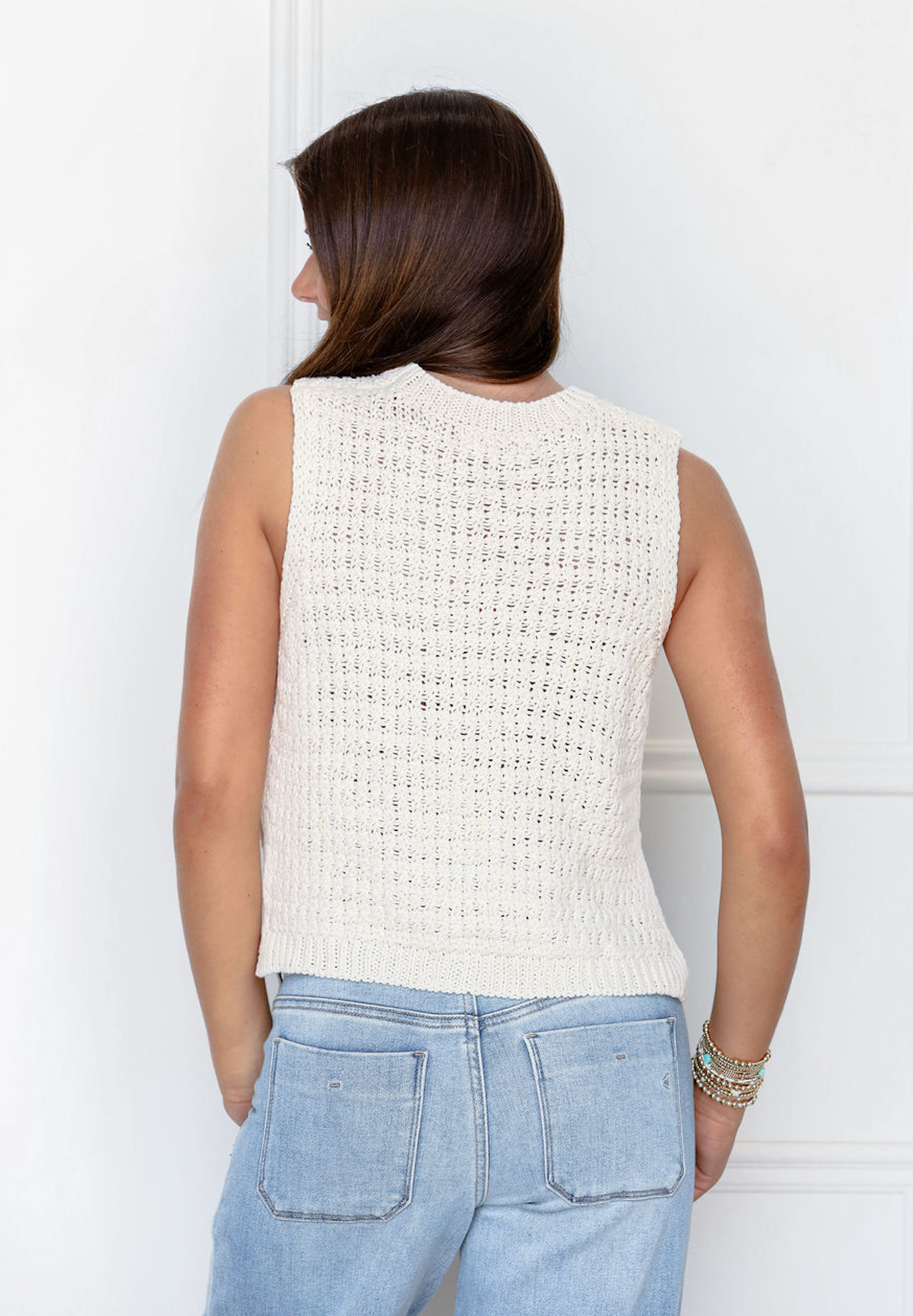 Knit Sleeveless Top Cream