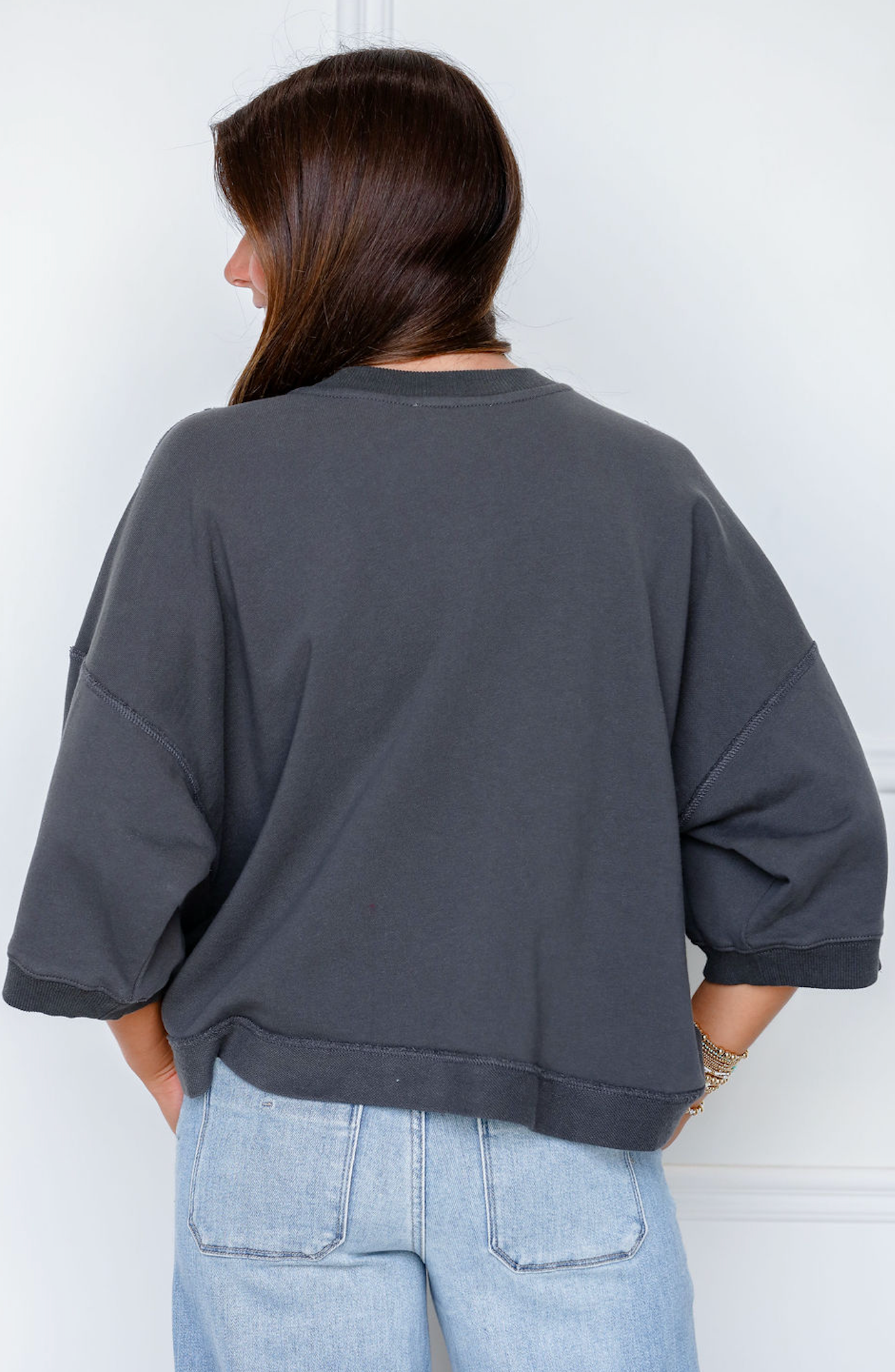 Button Down Terry Cardigan Charcoal